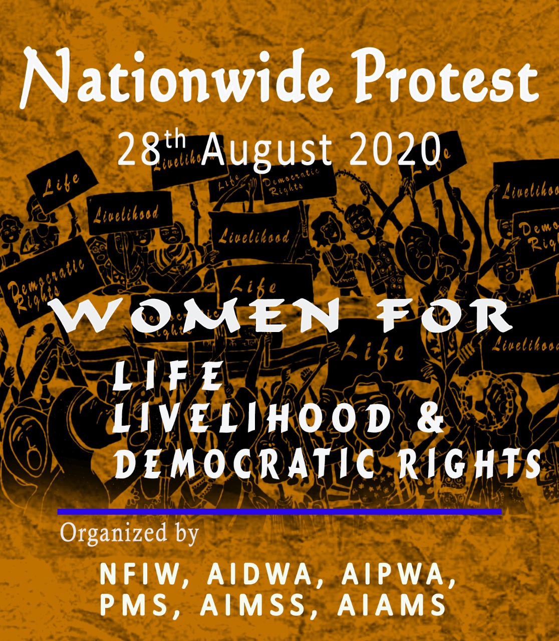 WOMEN FOR LIFE, LIVELIHOOD& DEMOCRATIC RIGHTS Call for Nationwide Proteston 28th August 2020