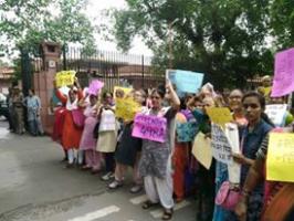 Women Protest Outside Supreme Court Against  Dilution Of Section 498A