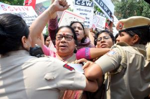 Women's organisations jointly marched to the Delhi police commissioner's office